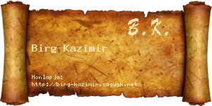 Birg Kazimir névjegykártya